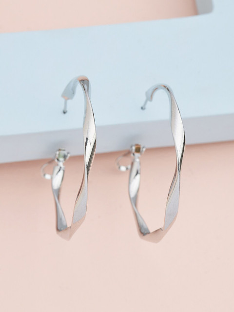 

Kushal's Fashion Jewellery Silver-Toned Circular Hoop Earrings