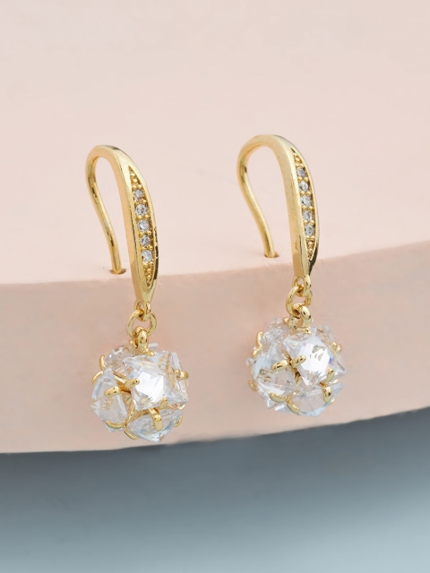 

Kushal's Fashion Jewellery Gold-Plated White Quirky Half Hoop Earrings