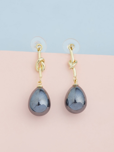 

Kushal's Fashion Jewellery Grey Teardrop Shaped Drop Earrings