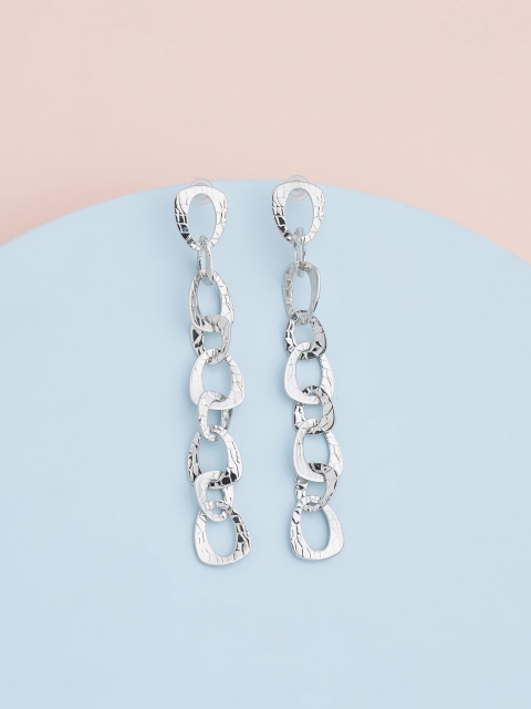 

Kushal's Fashion Jewellery Silver-Toned Circular Drop Earrings
