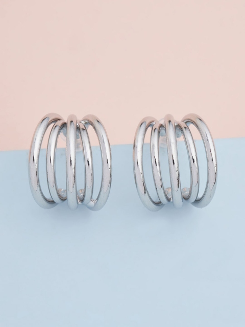 

Kushal's Fashion Jewellery Rhodium Plated Crescent Shaped Studs Earrings, Silver