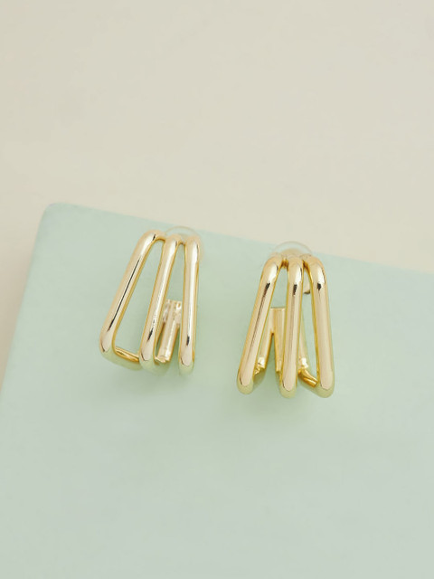 

Kushal's Fashion Jewellery Gold-Plated Square Studs Earrings