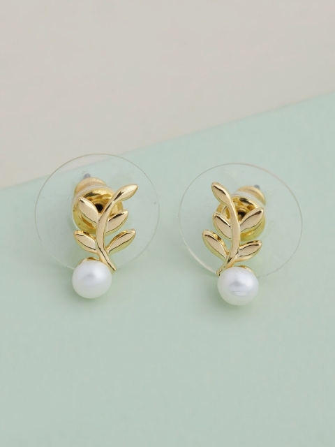 

Kushal's Fashion Jewellery White Leaf Shaped Studs Earrings