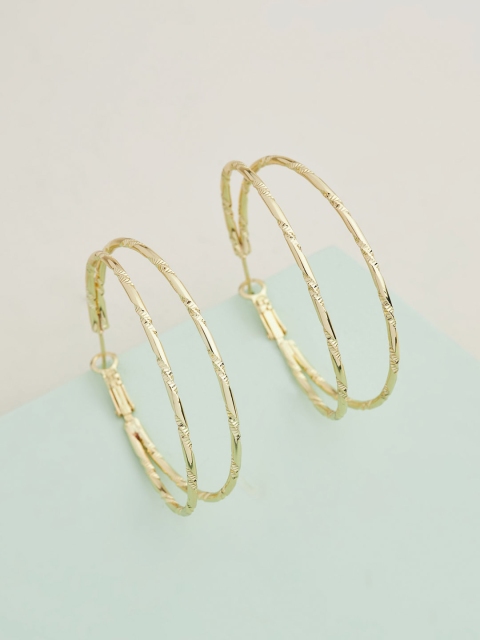 

Kushal's Fashion Jewellery Gold-Toned Circular Hoop Earrings