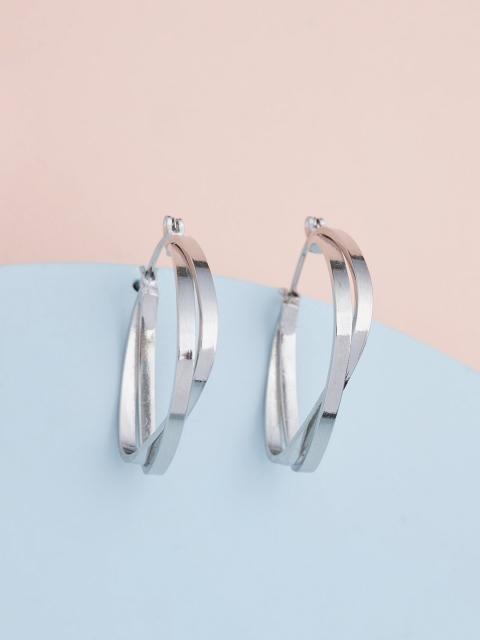 

Kushal's Fashion Jewellery Silver-Toned Square Hoop Earrings