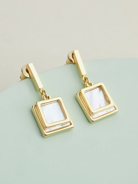 

Kushal's Fashion Jewellery White Gold-Plated Geometric Studs Earrings