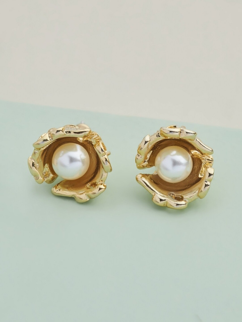 

Kushal's Fashion Jewellery White Gold Plated Contemporary Studs Earrings