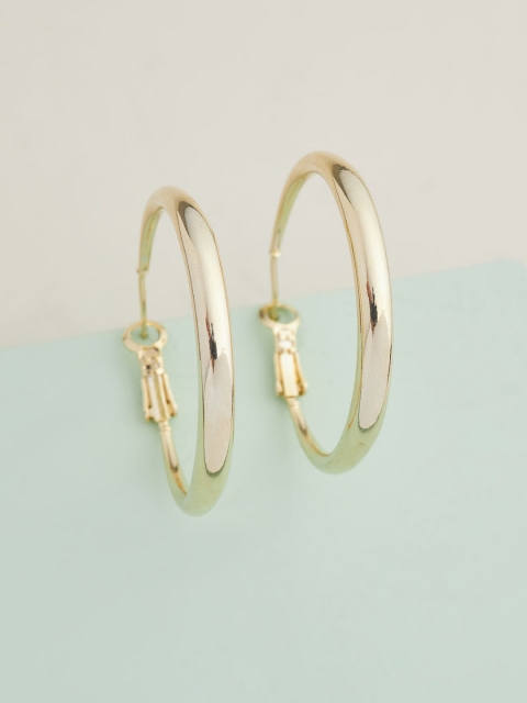

Kushal's Fashion Jewellery Gold-Toned Circular Hoop Earrings