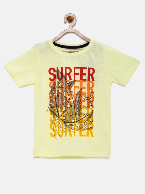 

YK Boys Yellow Printed Pure Cotton T-shirt