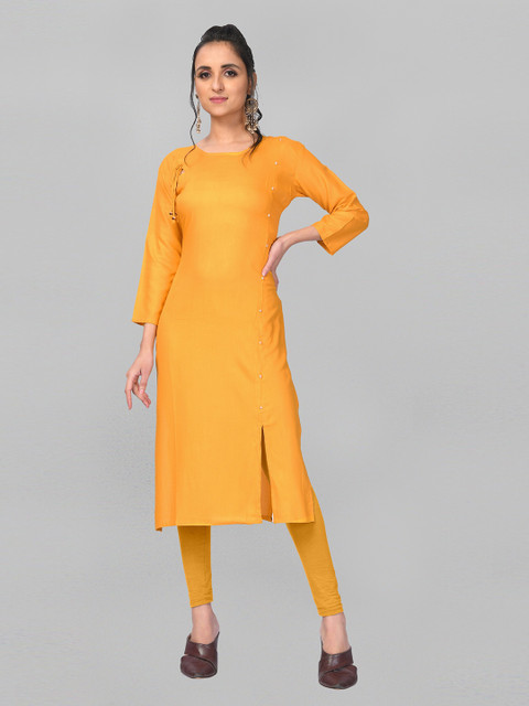 

Fashion FRICKS Women Yellow Embellished Kurta