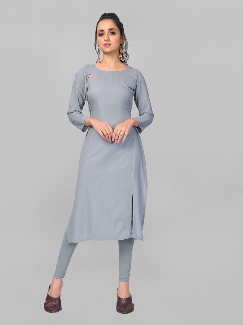 

Fashion FRICKS Women Grey Solid Kurta