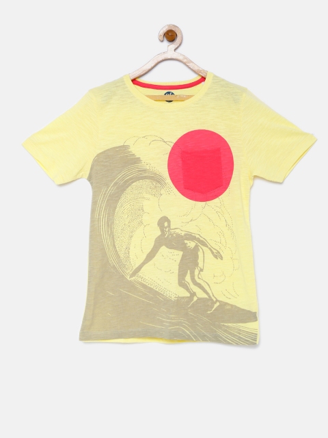 

YK Boys Yellow Printed Round Neck T-shirt