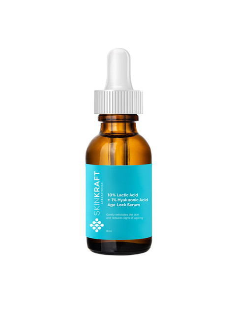 

SKINKRAFT 10% Lactic Acid + 1% Hyaluronic Acid Age-Lock Serum - 15 ml, Blue