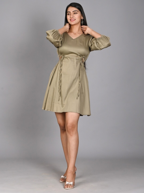 

Bavaria Olive Green A-Line Dress