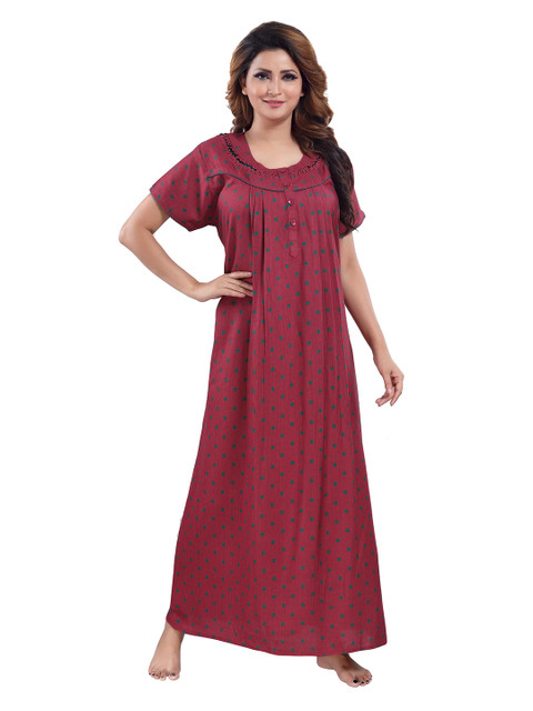 

9shines Label Red Printed Maxi Nightdress