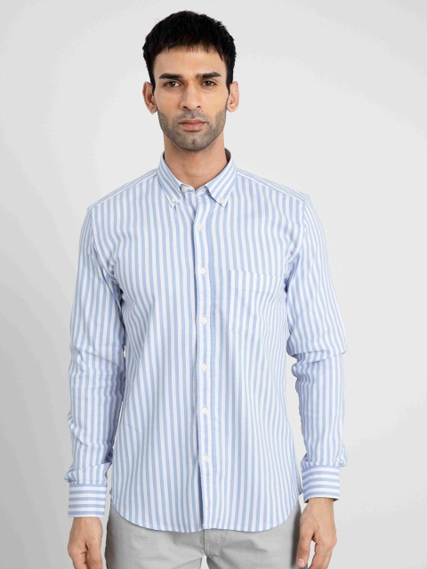 

Snitch Men Blue Slim Fit Striped Casual Shirt