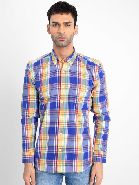 

Snitch Men Blue Slim Fit Tartan Checks Checked Casual Shirt