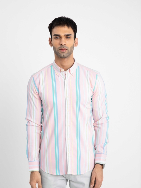 

Snitch Men Pink Slim Fit Striped Casual Shirt