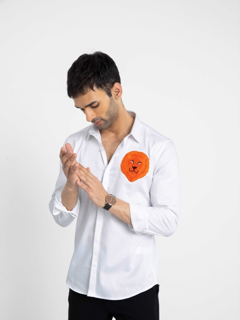 

Snitch Men White Slim Fit Casual Shirt