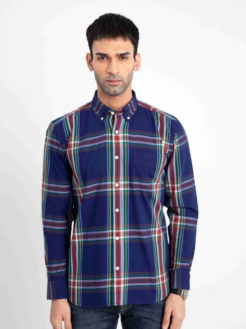 

Snitch Men Blue Slim Fit Checked Casual Shirt