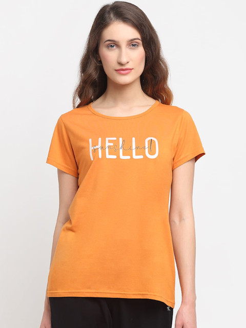 

Kanvin Women Orange Printed Lounge Tshirts