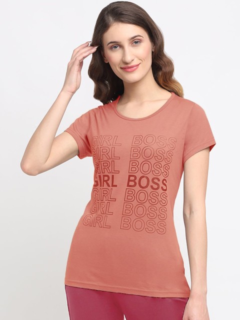 

Kanvin Women Brown Printed Lounge Tshirt