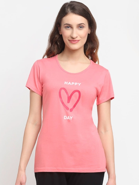 

Kanvin Women Pink Printed Lounge T-shirt