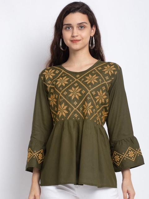 

Miaz Lifestyle Green Print Top