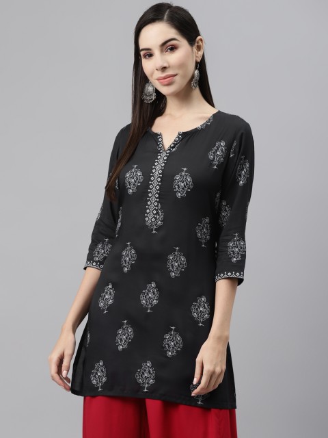 

Laabha Black & White Printed Ethnic Printed Tunic