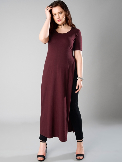 

FabAlley Curve Plus Size Women Maroon Solid Maxi Top