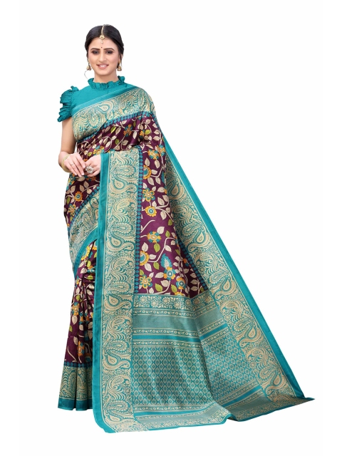 

AADVIKA Green & Gold-Toned Floral Mysore Silk Saree