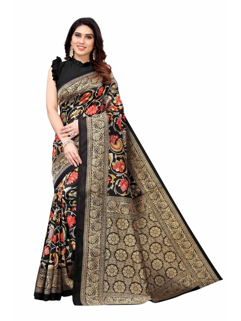

AADVIKA Black & Red Ethnic Motifs Art Silk Mysore Silk Saree