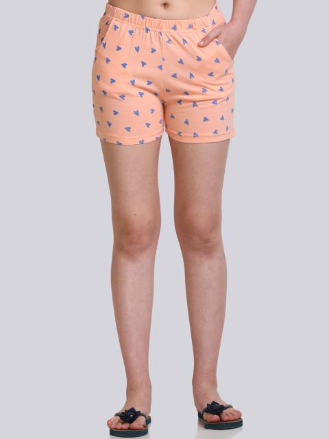 

Obaan Women Peach-Coloured Floral Printed Yoga Shorts