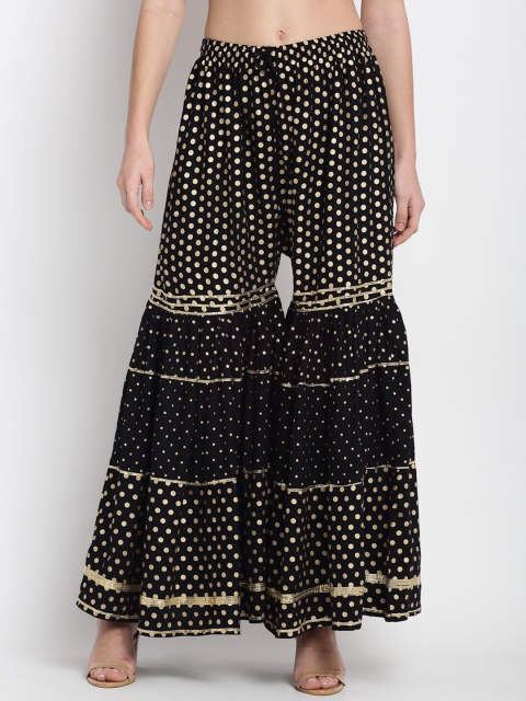 

Miaz Lifestyle Women Black Printed Flared Ethnic Palazzos