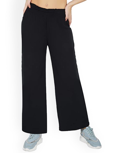 

THE CLOTHING FACTORY Women Black Loose Fit High-Rise Trousers