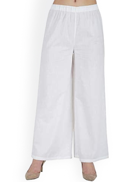 

THE CLOTHING FACTORY Women White Loose Fit High-Rise Trousers