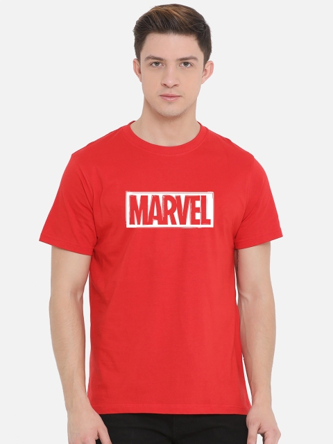 

Fully Filmy Men Red Marvel Typography Printed Cotton T-shirt
