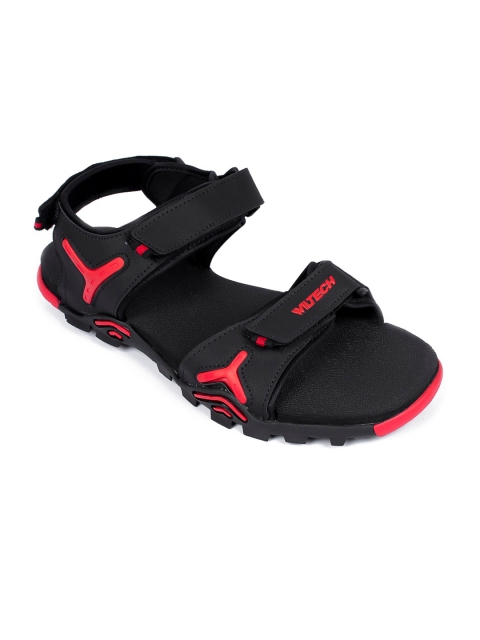 

ASIAN Men Black & Red Solid Sports Sandals