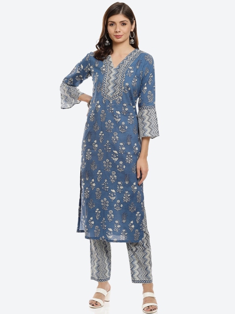 

Biba Blue Printed Pure Cotton Unstitched Dress Material