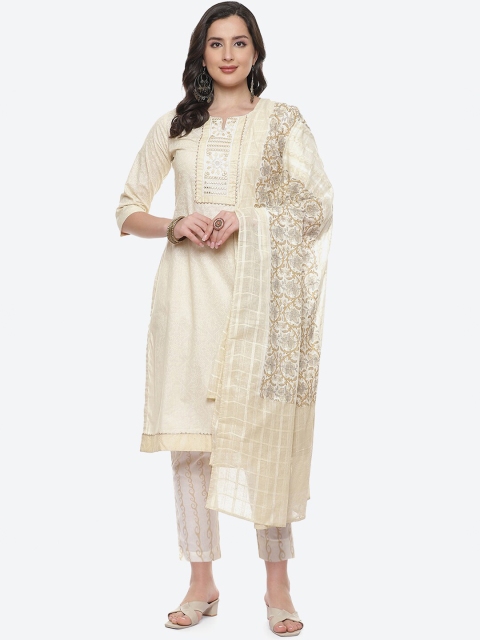 

Biba Beige Printed Pure Cotton Unstitched Dress Material