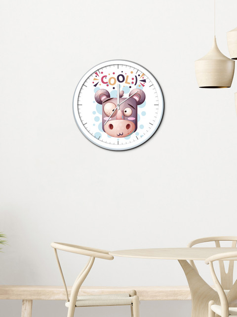 

WENS White & Purple Printed Contemporary Wall Clock