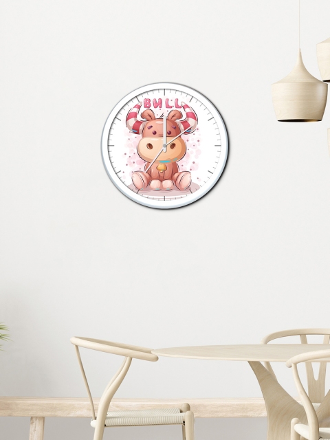

WENS White & Brown Printed Contemporary Wall Clock