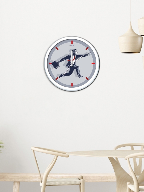 

WENS White & Grey Printed Traditional Non-Ticking Wall Clock