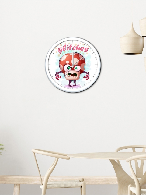 

WENS White & Orange Printed Traditional Wall Clock