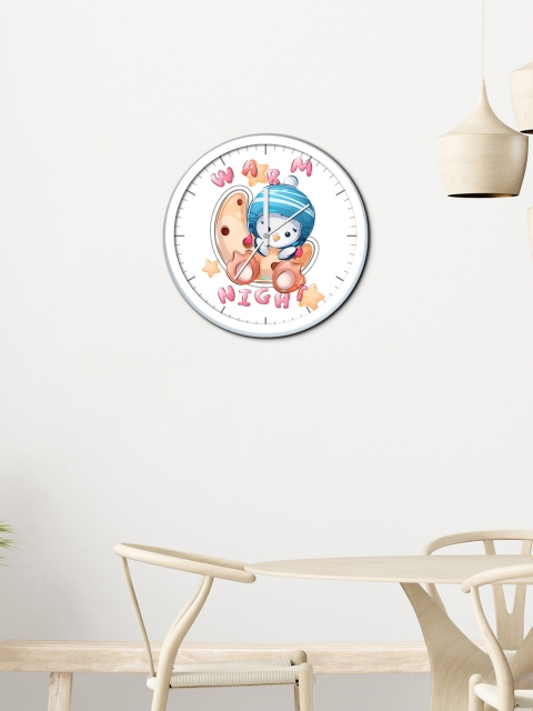 

WENS White & Blue Printed Traditional Wall Clock