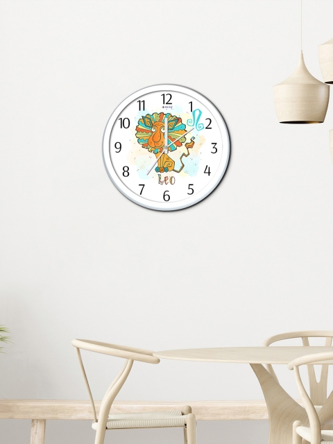 

WENS White & Blue Pisces Printed Traditional Wall Clock