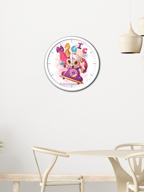 

WENS White & Purple Printed Contemporary Wall Clock