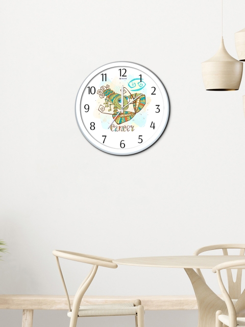 

WENS White & Olive Green Cancer Printed Traditional Wall Clock