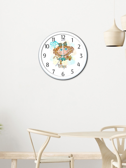 

WENS White & Turquoise Blue Virgo Printed Contemporary Wall Clock