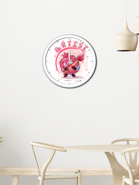 

WENS White & Pink Printed Contemporary Wall Clock